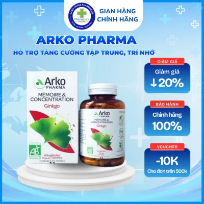 Thực phẩm chức năng Viên uống bổ não, tăng cường trí nhớ Ginkgo Arkopharma 150v.