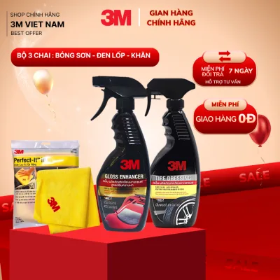 Bảo Dưỡng Lốp Xe 39042LT + Tăng Độ Bóng Sơn 39034LT + Khăn Lau Xe Chuyên Dụng 3M