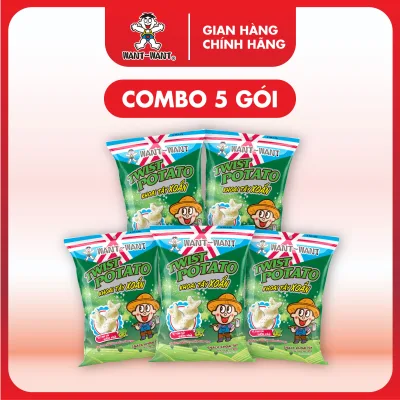 Combo of 5 Packs of Twist Potato Snacks Want Want 30g Pack, Crispy and Delicious, Convenient Snacks