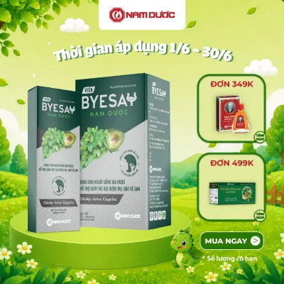 Thực phẩm bảo vệ sức khỏe VIÊN BYESAY NAM DƯỢC, 5 hộp x 6 viên nang cứng, hỗ trợ giảm tác hại rượu, bia đến gan