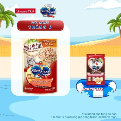 Thức ăn ướt cho mèo Silver Spoon dạng sốt/dạng thạch 60g/gói