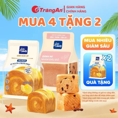 Bánh mì ngàn lớp Handy thơm ngon siêu mềm vị bơ sữa, mứt hoa quả, đậu đỏ bánh túi 80g | HSD 4 tháng - Tràng An
