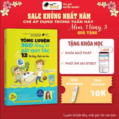 Sách - Tổng Luyện 360 Động Từ Bất Quy Tắc và 12 Thì Tiếng Anh Cơ Bản - TẶNG KÈM KHOÁ HỌC HITBOOKS