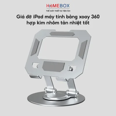 Giá đỡ iPad Máy Tính Bảng Để Bàn Hợp Kim Nhôm, Kệ Đỡ Tablet Xoay 360 Độ Có Thể Gấp Gọn Tiện Lợi