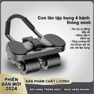ECOMAX Con Lăn Tập Bụng 4 Bánh,Bàn Chống Đẩy,Thảm Tập Dụng Cụ Plank,Tập Gym Tại Nhà Dụng Cụ Thể Hình