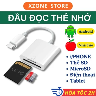Đầu đọc thẻ Type C sang Thẻ nhớ SD, TF OTG Bộ Chuyển Đổi thẻ nhớ Type C Cho Điện Thoại Máy Tính Bảng Laptop Đầu Đọc Thẻ