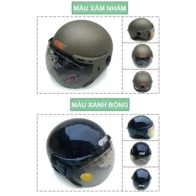 Mũ Bảo Hiểm Nửa Đầu Có Kính Grs - A33K(Phù Hợp Cho Nam Và Nữ Có Vòng Đầu 54Cm - 58Cm)