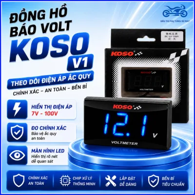 Đồng hồ báo Volt Koso chống nước bản cao cấp 5-150 vol báo vôn xe điện xe máy