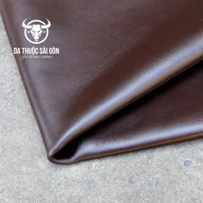 Da nappa cao cấp màu nâu chocolate thương hiệu Da Thuộc Sài Gòn chất da đanh dẻo có độ dày Từ 1.6 mm đến 1.8 mm phù hợp may túi xách ví da giày dép - Bán da thuộc nguyên tấm