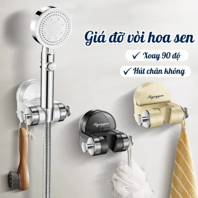 Giá Đỡ Vòi Sen Di Động Greenhome Xoay 90 Độ, Giá Treo Vòi Sen Hút Tường Không Cần Khoan Đục