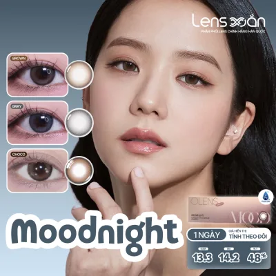 LENS 1 NGÀY tự nhiên LENS XOẮN kính áp tròng nâu tự nhiên giãn tròng Jisoo BlackPink OLENS MOODNIGHT (giá 1 đôi)
