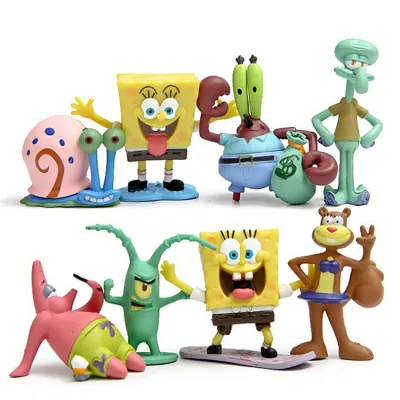 Bộ 8 Mô Hình Bọt Biển SpongeBob Cư Dân Bãi Biển Vui Nhộn, Mô Hình Decor Trang Trí, Bộ Sưu Tập