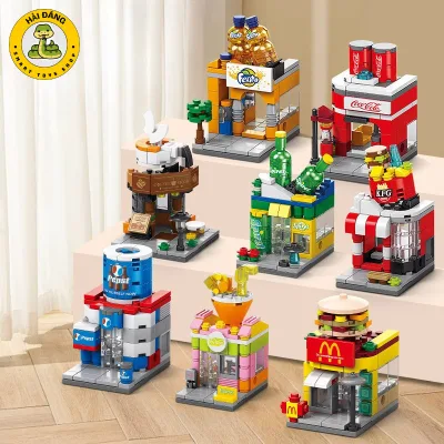 Đồ chơi lắp ráp mô hình cửa hàng đồ ăn, đồ uống mô hình Bộ sưu tập các cửa hàng thị trấn đẹp mắt