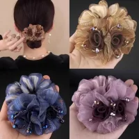 Phụ Kiện Tóc Hoa Cài Tóc Bằng Dây Thun Cao Cấp, Dây Buộc Tóc Scrunchie Lớn, Dây Buộc Tóc Đuôi Ngựa Đàn Hồi Dành Cho Nữ, Dây Buộc Tóc Búi Cao