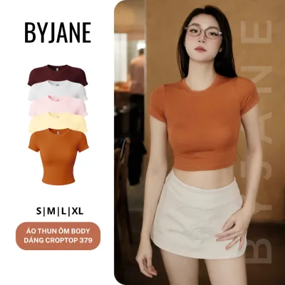 Áo Thun Cổ Tròn Crotop ôm body chất bozip co dãn 4 chiều trơn BYJANE-379
