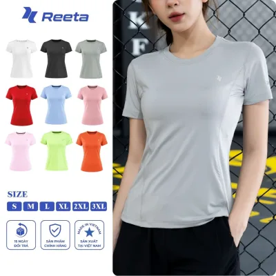 Áo thun thể thao nữ ngắn tay cổ tròn Reeta tập gym,yoga,chạy bộ,cầu lông..vải mềm mịn,co giãn 4 chiều thoáng khí - A003