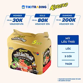 Mì Lẩu Thái Koreno Hương vị Chua Cay lốc 5 gói x 74g