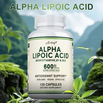 Alpha-Lipoic Acid Supplement, 600 Mg - Rich in Antioxidant Ala, Supports Nervous System, Energy and Metabolic Processes - Supplements Thiamine, Vitamin B1 and B12 - Non-Gmo, Dietary Supplement