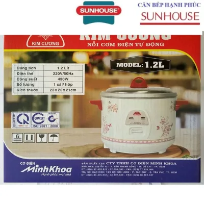 Nồi Cơm Điện Kim Cương 1.2L 1.2 Lít Nắp Rời KC-1.2LR - Hàng Chính Hãng (Bảo Hành 12 Tháng)