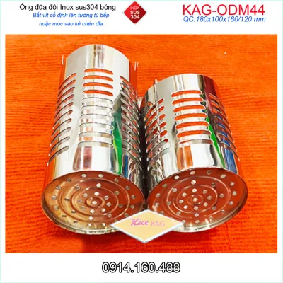 Ống đũa 2 ngăn KAG-ODM44 inox bóng sáng , kệ đựng đũa nhà bếp gắn tủ Inox SUS304 dày tốt cao cấp