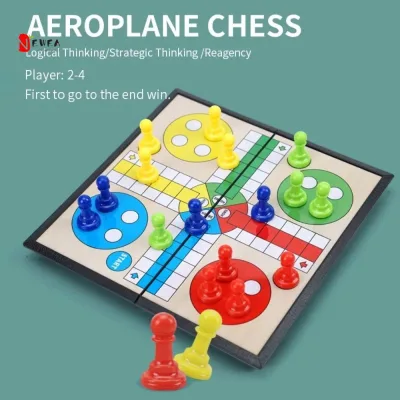 NEWEARTH LIMIT Ludo Board Game, Cờ gấp Cờ vua bay, Trò chơi xếp hình giải trí Tập trung Huấn luyện phát triển Đồ chơi Montessori thông minh Trẻ em