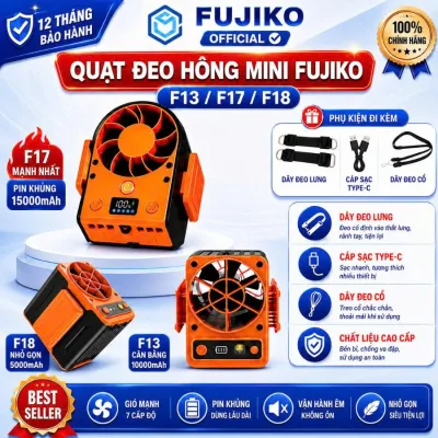 Quạt Đeo Thắt Lưng FUJIKO F17/F13/F18: Quạt Điều Hòa Mini Pin Khủng Gió Phản Lực Mạnh