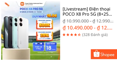 [Livestream] Điện thoại POCO X8 Pro 5G (8+256GB| 8+512GB| 12+512GB) | Màn 6.59" 1,5K | D8500U