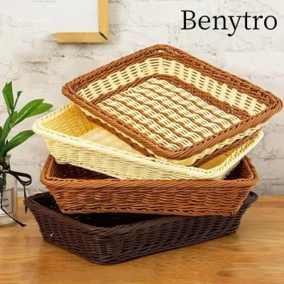 Benytro Giỏ đựng đồ nhà bếp BENUTRO, Giỏ trưng bày bằng nhựa họa tiết dệt, Dụng cụ sắp xếp đồ lặt vặt sáng tạo Trang trí nhà cửa Rau củ kẹo Đồ ăn nhẹ Bánh mì Khay trái cây Cửa hàng tại nhà Khách sạn