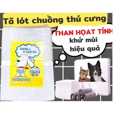 Tã lót chó/Tã giấy lót khay/lót chuồng than hoạt tính doog & caat dành cho thú cưng S,M,L