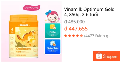 Vinamilk Optimum Gold 4, 850g, 2-6 tuổi