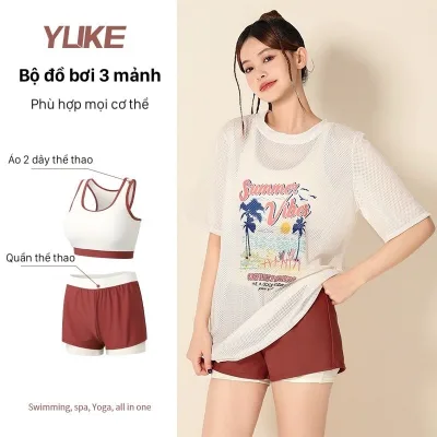 Yuke 8453 Women's 3-Piece Short-Sleeve Gym Swimsuit