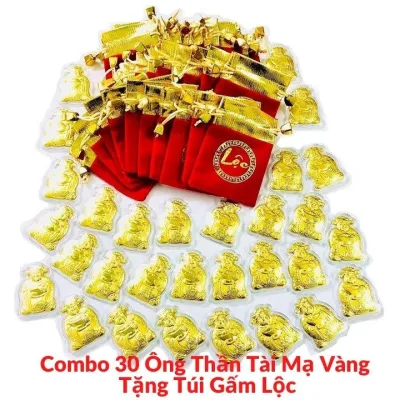 Combo 30 Ông Thần Tài Mạ Vàng Tặng Túi Gấm Lộc; dùng để treo trong nhà, trên cây hoa mai, mang theo bên người làm vật phẩm phong thủy may mắn, trang sức; TMT Collection- SP005490