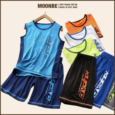 Set Bộ Ba Lỗ Thun Lưới Cho Bé Trai, Bé Gái Chơi Thể Thao Bóng Rổ Thời Trang Trẻ Em MOONBE 3 Lỗ KUPAD