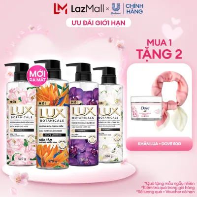 Sữa Tắm Lux Botanical Hương Nước Hoa Phong Lan/Hồng Pháp/Thiên Điểu Lưu Hương Thơm 12 tiếng 570G