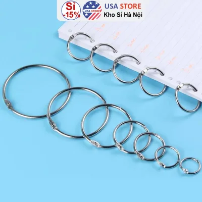 Combo 10 Khoen Tròn Inox Flashcard Đóng Gáy Sách, Album, Lịch Tết - Khoen Móc Vòng Còng Đóng Sổ, Sổ Tay