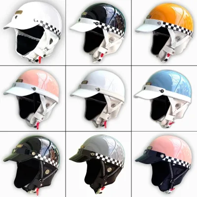 Plaid cheongsam half helmet, Korean-style beautiful sun protection, lightweight and comfortable unisex