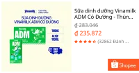 Sữa dinh dưỡng Vinamilk ADM Có Đường - Thùng 48 hộp 110ml