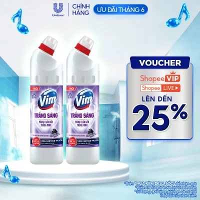 Combo 2 Nước Tẩy Bồn Cầu và Nhà Vệ Sinh Vim Trắng Sáng | Sạch Thơm Dịu Mát Với Hương Chanh Sả và Hương Lavender (870ml)