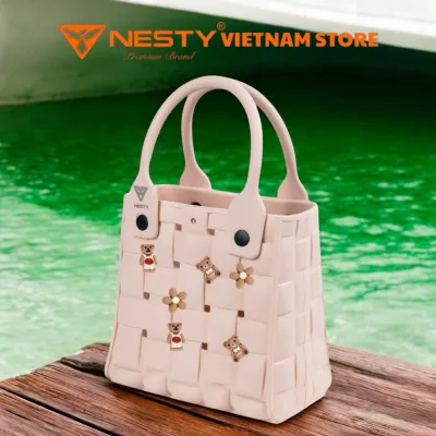 [TX-06] Túi Xách Tay NESTY Nữ EVA Đính Kèm Charm Mềm Nhẹ Hiện Đại Chống Thấm