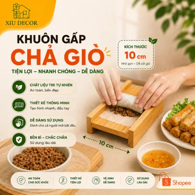 Khuôn Cuốn Chả Giò 10CM Bằng Gỗ Tự Nhiên - Dụng Cụ Cuốn Nem, Ram, Chả Giò Nhanh Gọn, Đều Đẹp, Tiện Lợi XIU10