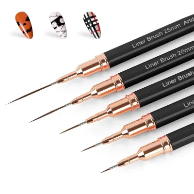 Dụng cụ làm móng bộ 5 cọ vẽ móng nét mảnh đầu nhọn thân kim loại dùng kẻ viền vẽ hoa văn chi tiết với sơn móng tay dễ cầm chắc tay tái sử dụng phù hợp thiết kế móng tại nhà và tiệm làm móng