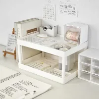 Kệ nhựa muji để bàn,giá để đồ 2 tầng,kệ để đồ trang điểm,văn phòng phẩm nhỏ gọn decor trang trí bàn học Hàn quốc BG06