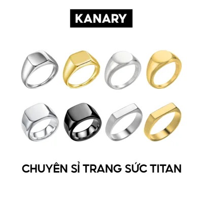 Nhẫn Nam, Nhẫn Nữ TITAN Signet Ring Mặt Tròn, Chữ Nhật, Mặt Vuông Sang Trọng - Chuyên Sỉ Trang Sức TITAN KANARY.