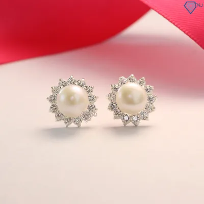 Women's Pearl Earrings with Stones Btn0080 - Tnj Jewelry