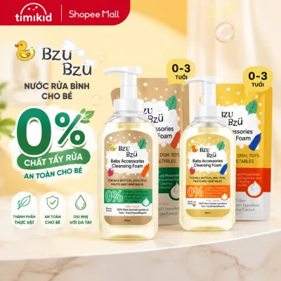 Nước Rửa Bình Sữa Và Đồ Dùng Em Bé BZU BZU Tạo Bọt, Thành Phần Thực Vật Chai 500ml, Túi 400ml