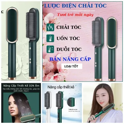 Lược điện chải thẳng tóc, Uốn tóc làm nóng nhanh với 4 cơ chế nhiệt độ bảo vệ tóc không hư tổn mẫu mới hàng cao câp, cách chăm sóc tóc không hư tổn