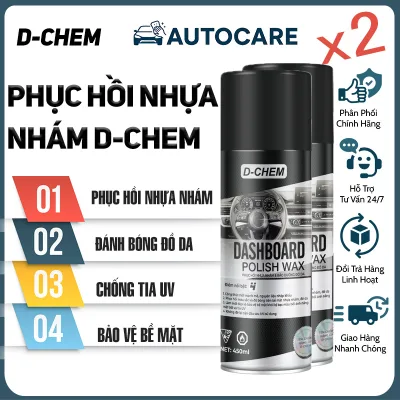 Combo of 2 Bottles of 450ml Abrasive Plastic Restoration Spray - Leather Polishing - D-Chem Dashboard Polish - Anti-Uv - Protects & Nourishes Rough Plastic Surfaces of Cars and Motorcycles