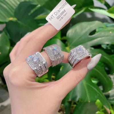 Nhẫn nam góc vuông đá baguet nhân tạo siêu sáng xi vàng trắng đủ size KAMI trang sức sỉ N62