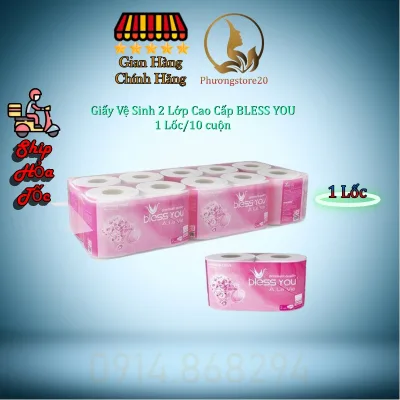 (Hoả Tốc HCM) Có Mã QR - Lốc 10 Cuộn Hồng Giấy Vệ Sinh Bless You 2 Lớp