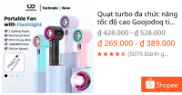 Quạt turbo đa chức năng tốc độ cao Goojodoq tiếng ồn thấp kiểu Mecha có đèn pin LED, màn hình kỹ thuật số và móc treo